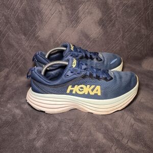 Hoka One One Bondi 8 Running Shoes Mens Sz 9.5D Athletic Sneakers Trainers Blue.